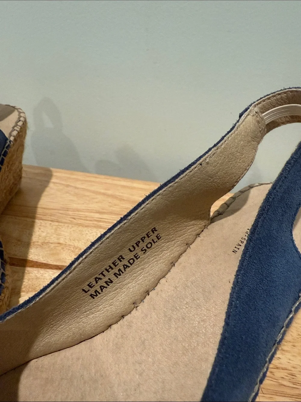 Fabiolas Blue Suede Leather Espadrille Wedge Slingback - Women's Size 38